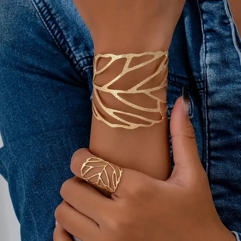 Leaf-Vein Cuff Bracelet by Eleanor Vale