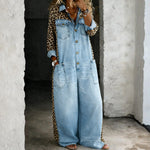 Woman wearing a soft denim jumpsuit