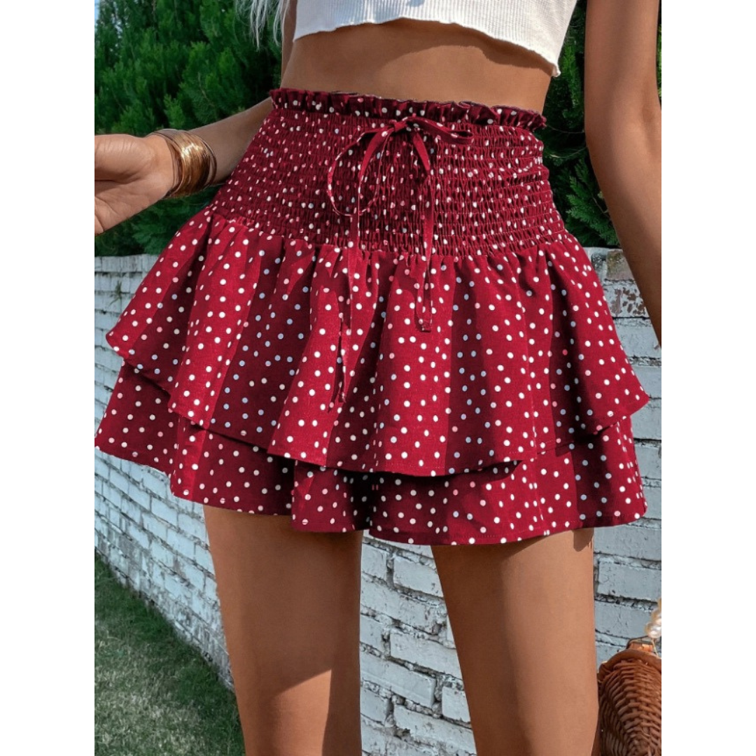 Shirred-Ruffle Skort by Eleanor Vale