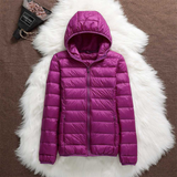 Purple lightweight padded jacket with a feminine fit