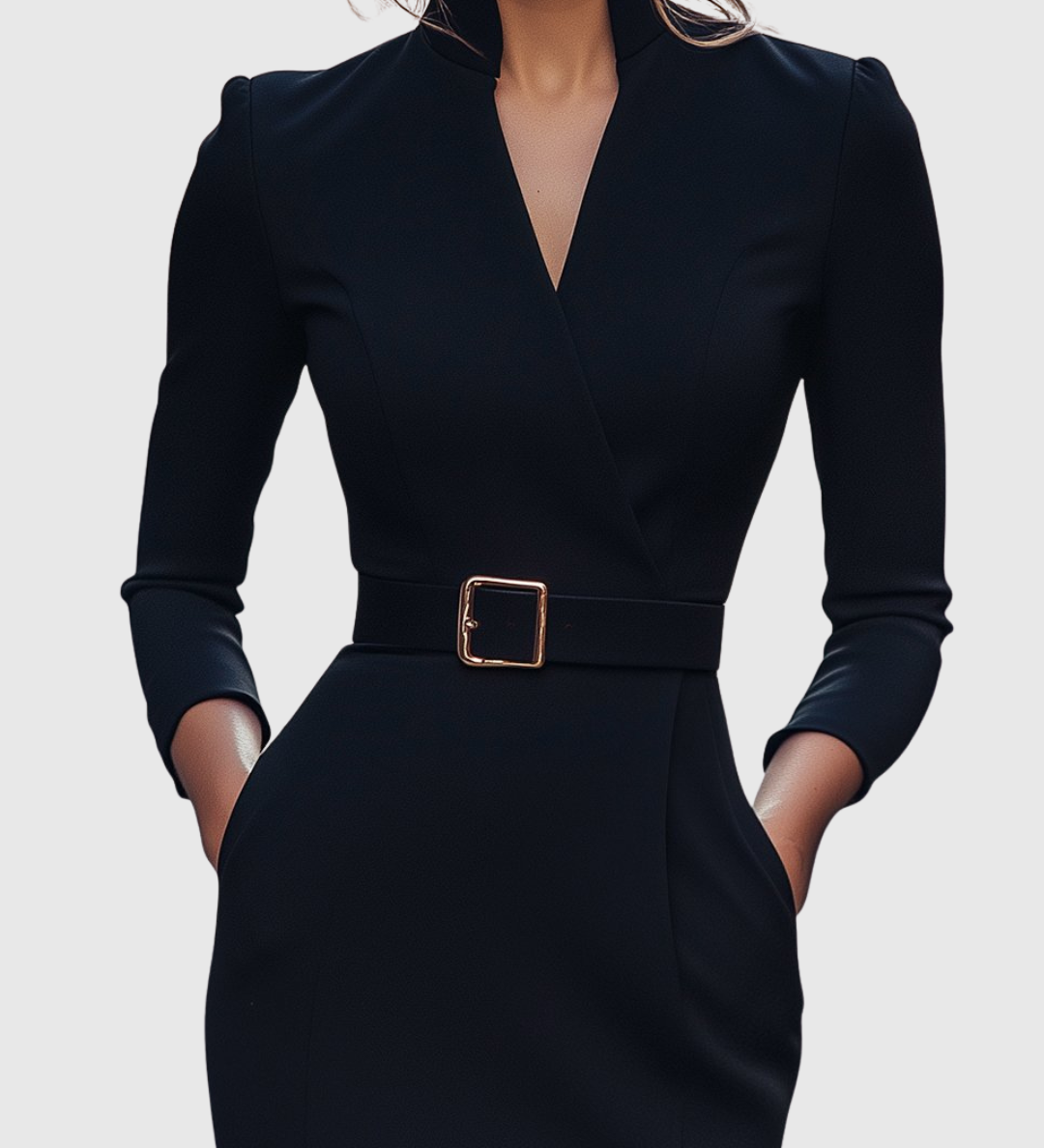 Square-Buckle Midi Dress by Eleanor Vale
