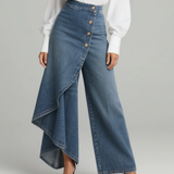 Wrap-style denim trousers