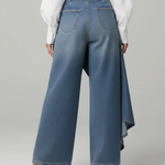 Wrap-style denim trousers