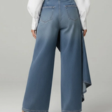Wrap-style denim trousers