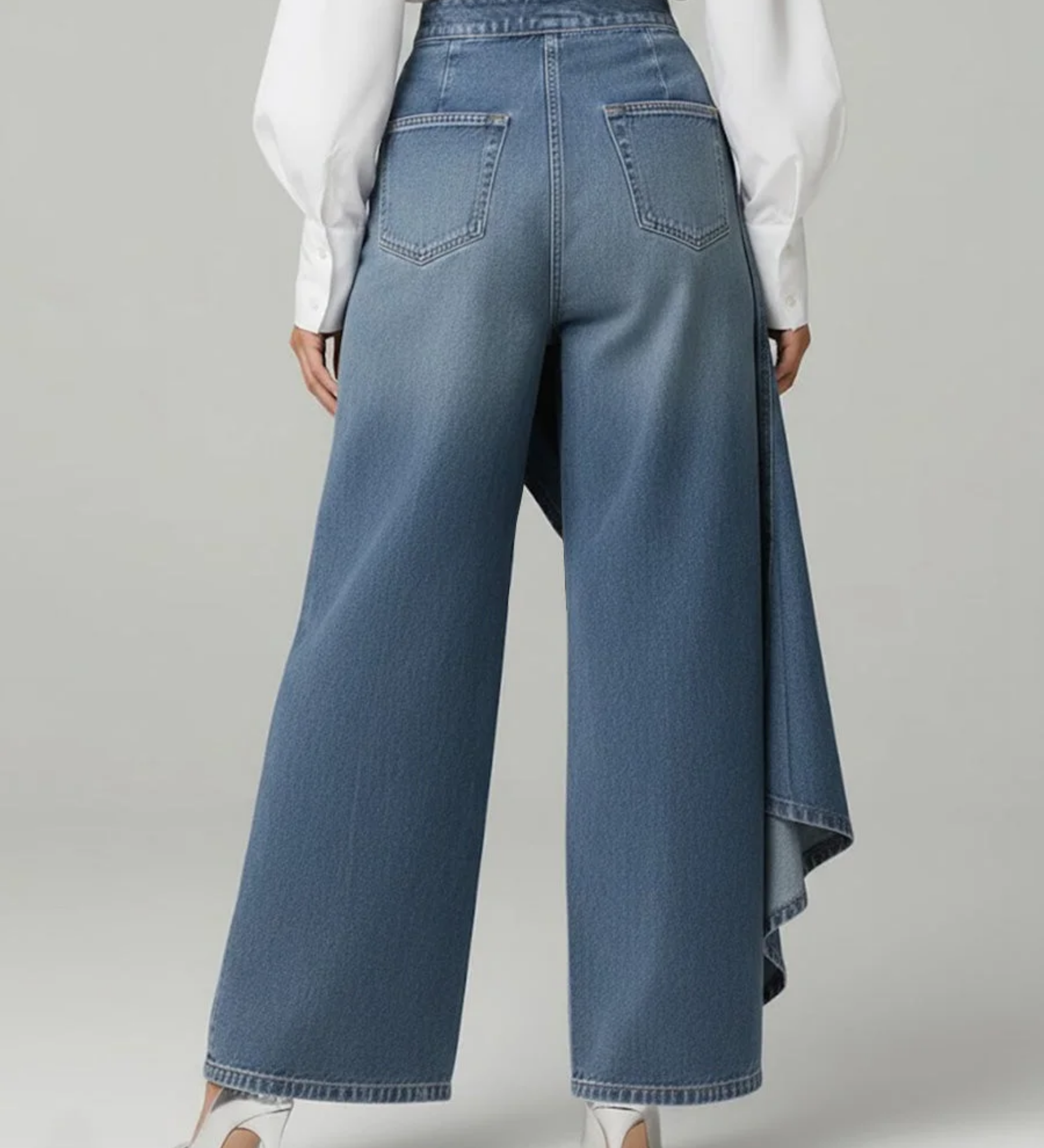 Wrap-style denim trousers
