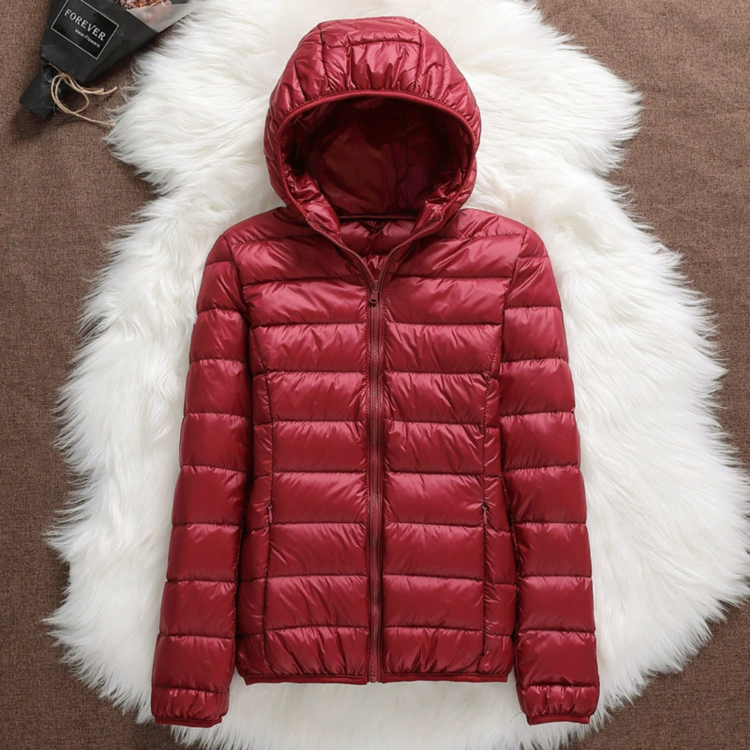 Lightweight padded jacket in deep burgundy