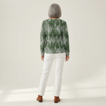 Inès Green Classic-Tree Patterned Jumper worn, back view
