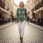 Inès Green Classic-Tree Patterned Jumper, detail view
