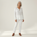Sylvie Patterned Jumper in White - full length front