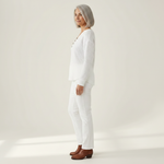 Sylvie Patterned Jumper in White - side profile