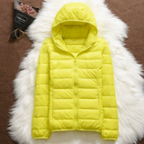 Yellow lightweight padded jacket with a feminine fit