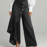 Wrap-style denim trousers