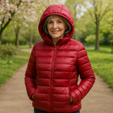 Lightweight padded jacket in deep burgundy