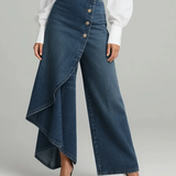 Wrap-style denim trousers