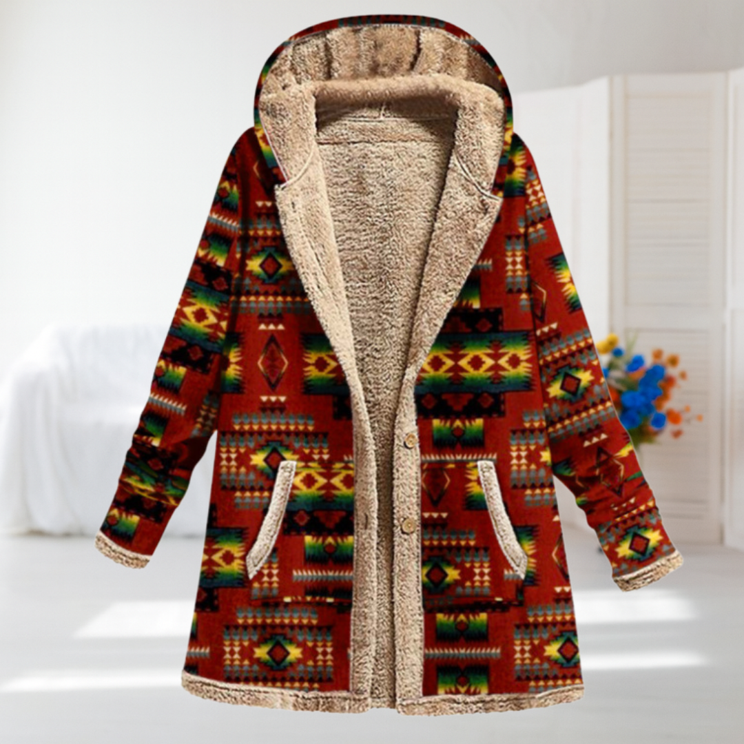 ev-2299-wislawa-cherry-red-refined-printed-hooded-coat-main