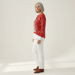 Sofia red patterned jumper, alternate view