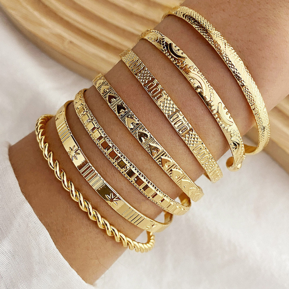 Engraved-Stack Bangle by Eleanor Vale