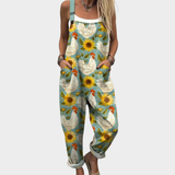 Sunflower-Teal Dungarees by Eleanor Vale