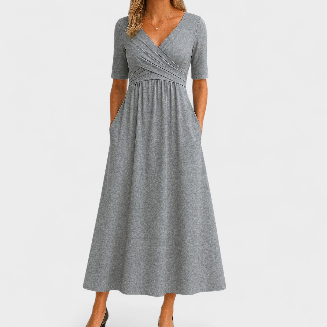 Surplice-Neck Midi Dress by Eleanor Vale