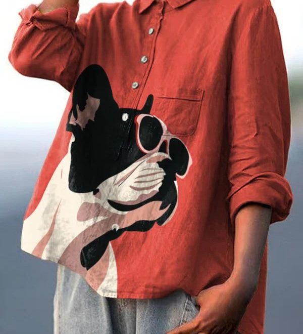Bulldog-Print Shirt by Eleanor Vale