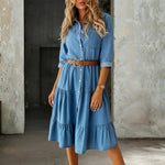 Relaxed-fit denim midi dress