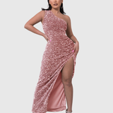 Ruched-Sequin Evening Dress by Eleanor Vale