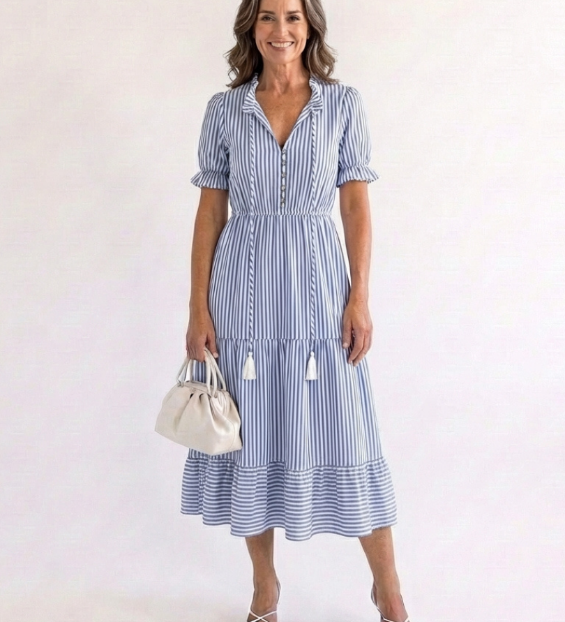 Awning-Stripe Midi Dress by Eleanor Vale