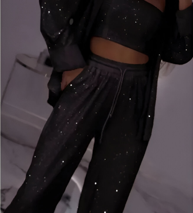 Sequin-Bandeau Lounge Set by Eleanor Vale