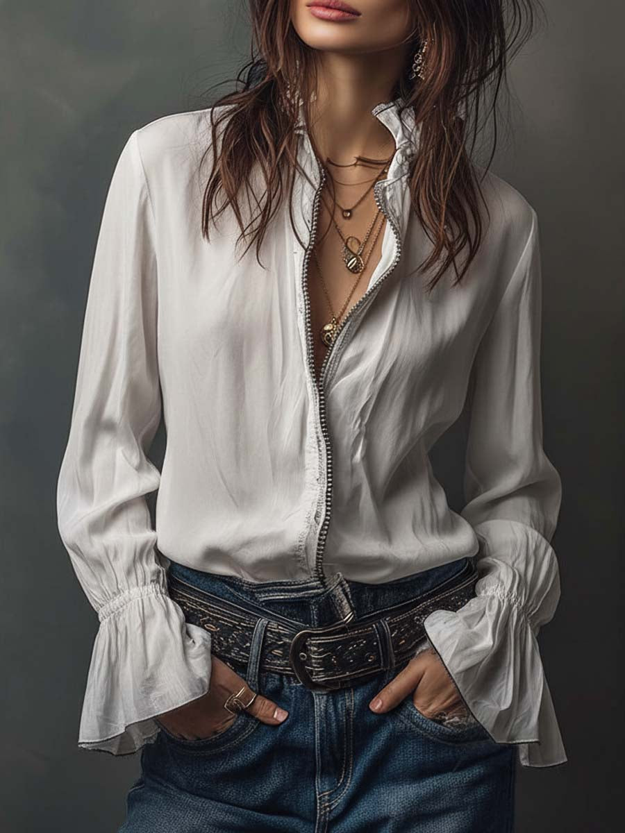 Woman wearing a long embroidered velvet jacket