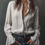 Woman wearing a long embroidered velvet jacket