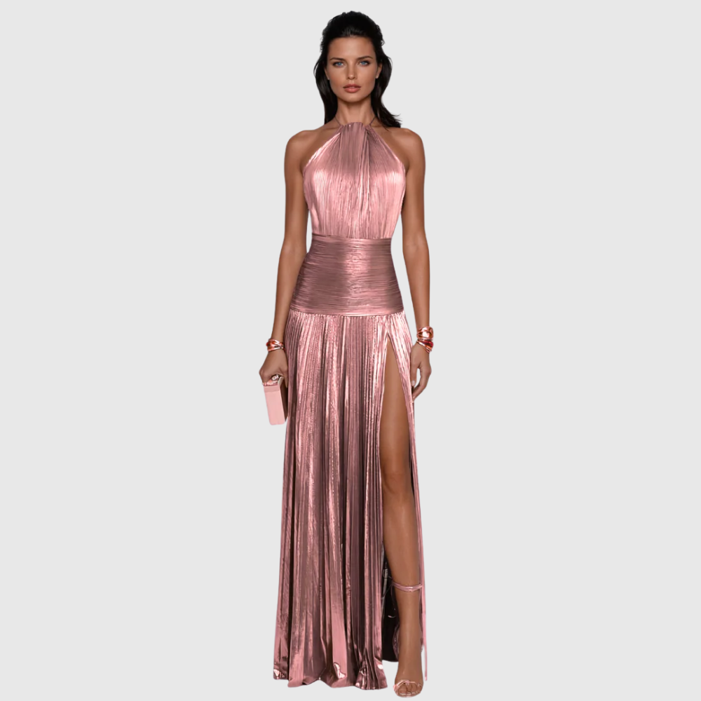 High-Slit Shimmer Dress by Eleanor Vale