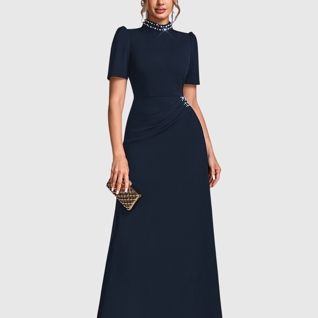 Woman wearing an elegant bridesmaid and evening gown