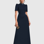 Woman wearing an elegant bridesmaid and evening gown