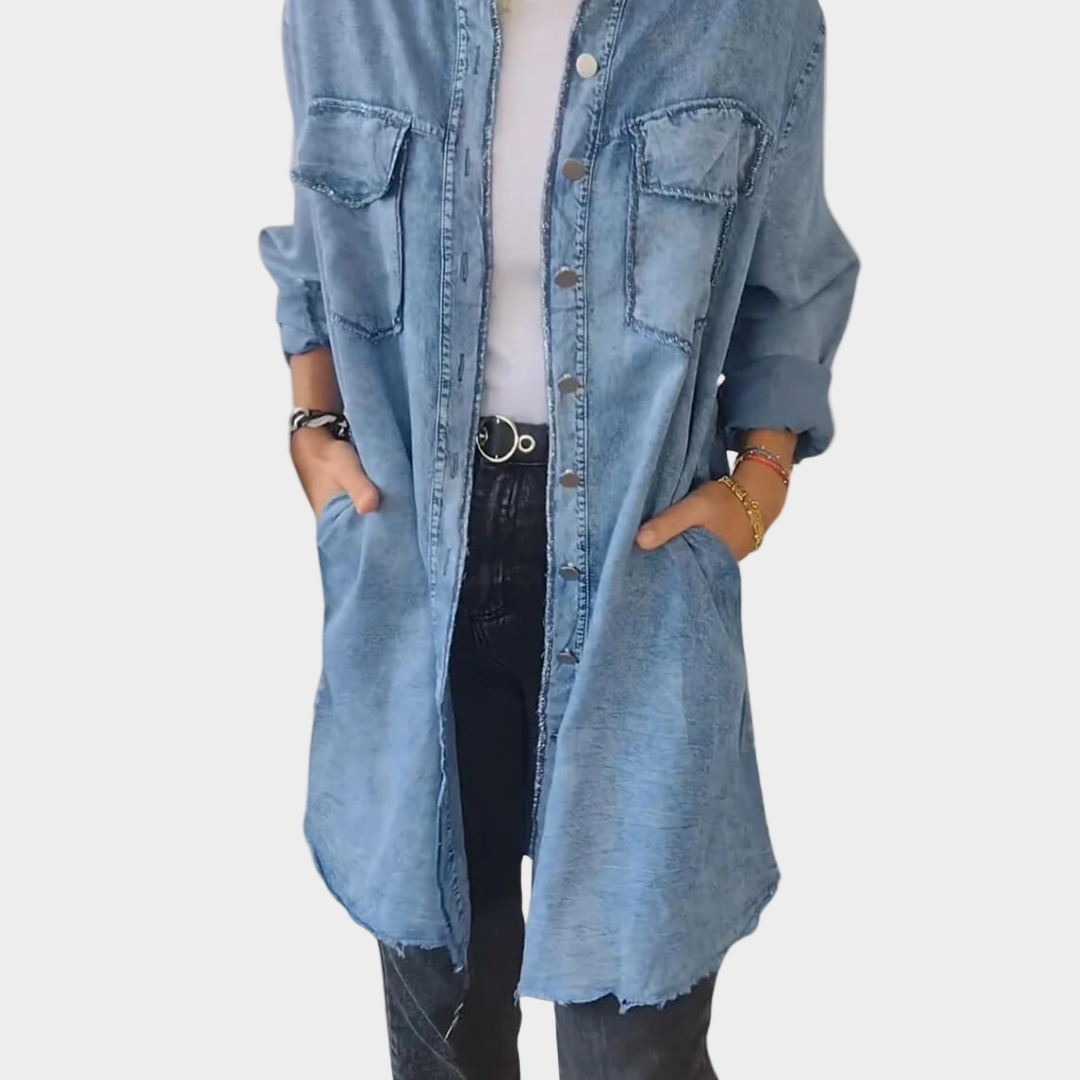 Long sleeve denim shirt dress