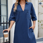 Loose-fit denim shirt dress
