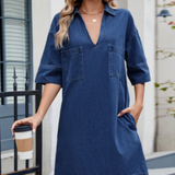 Loose-fit denim shirt dress