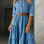 Relaxed-fit denim midi dress