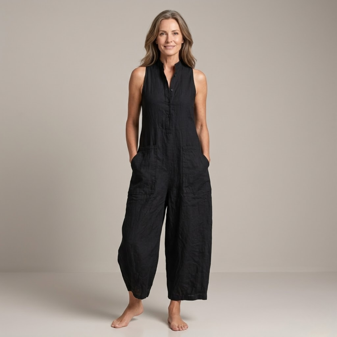 Mandarin-Collar Jumpsuit by Eleanor Vale