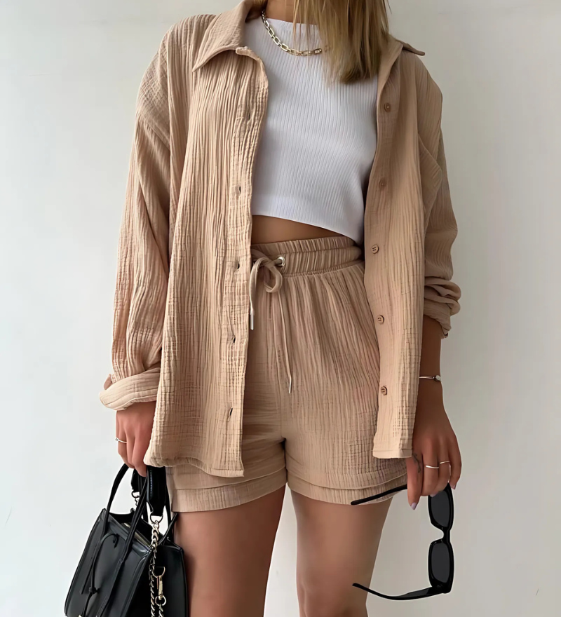 Crinkle-Shirt Co-Ord Set by Eleanor Vale
