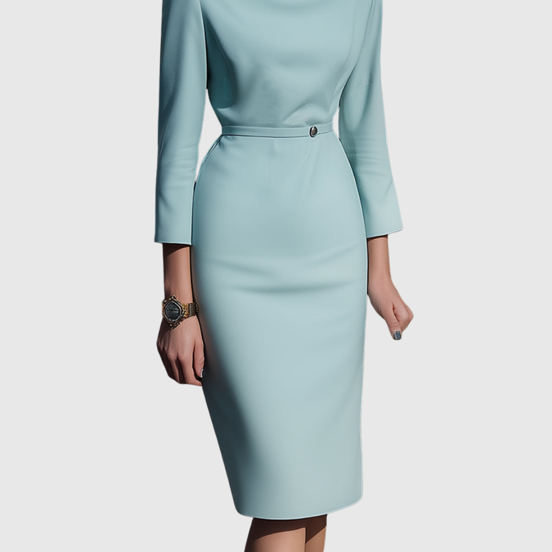 Roll-Collar Midi Dress by Eleanor Vale