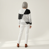 Ella Naturally Warm Patterned Jumper - back view showing colour-block panels