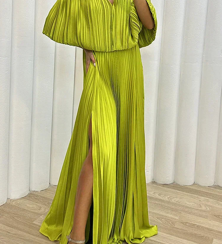 Off-Shoulder Pleated Maxi Dress by Eleanor Vale