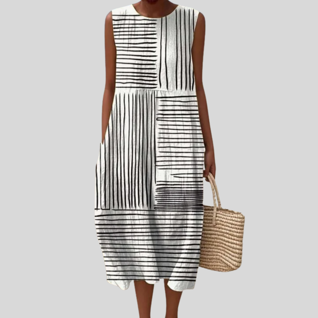 Stripe-Patchwork Dress by Eleanor Vale