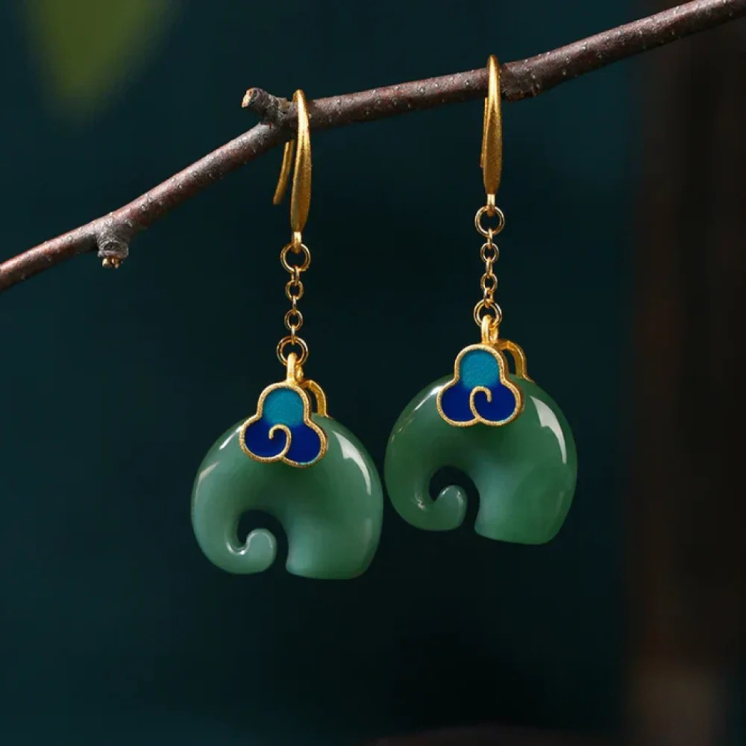Green-Elephant Earrings by Eleanor Vale