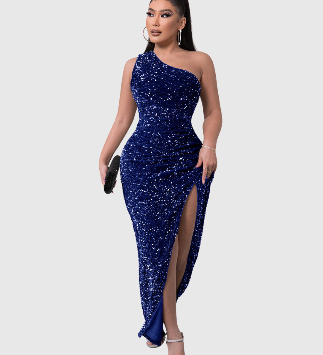 Ruched-Sequin Evening Dress by Eleanor Vale