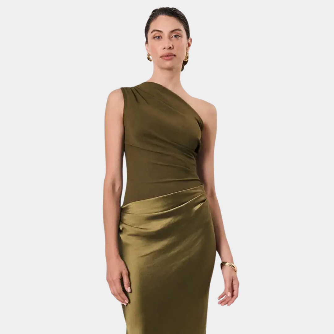 Ruched-Shoulder Maxi Dress by Eleanor Vale