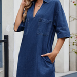 Loose-fit denim shirt dress