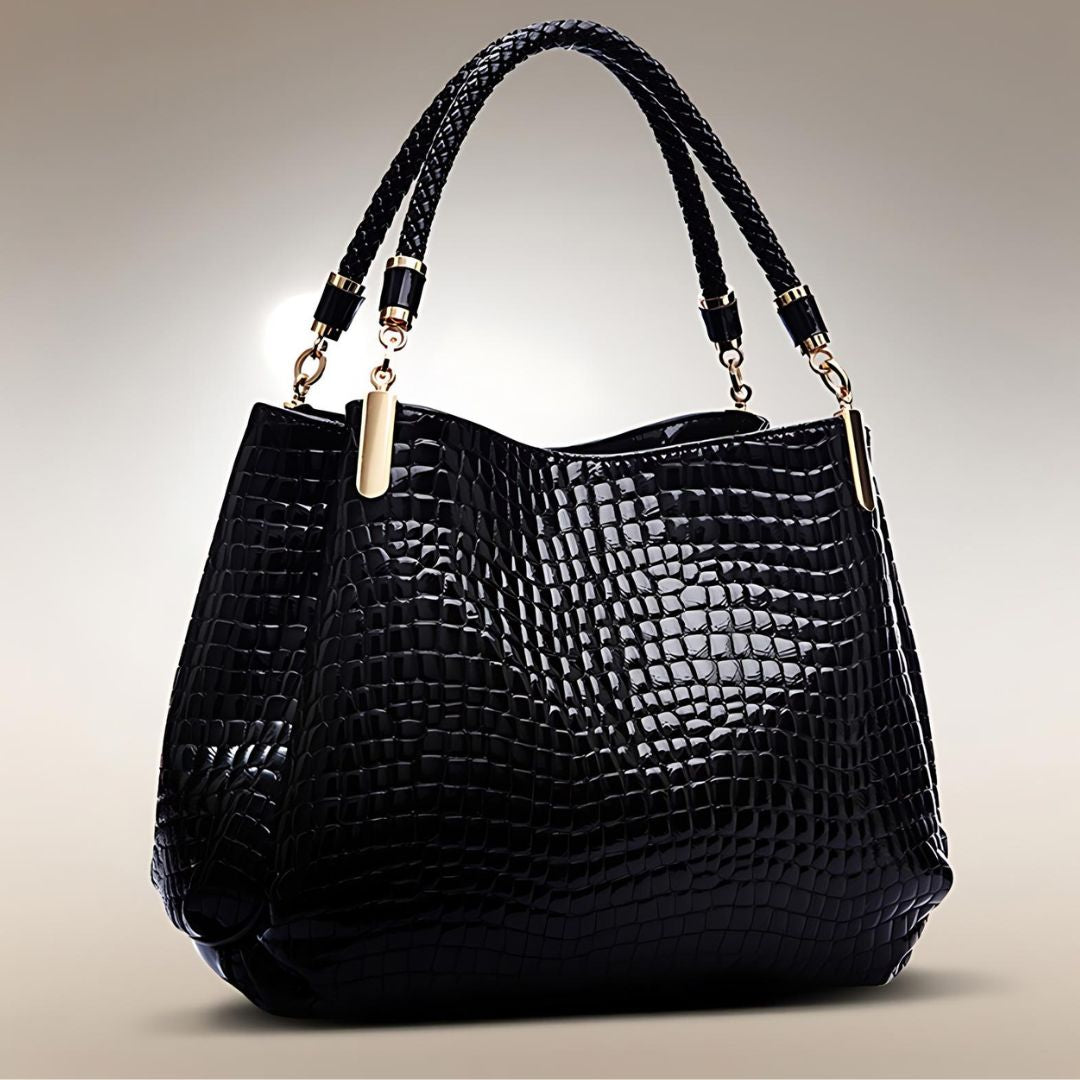 Glossy-Croc Shoulder Bag by Eleanor Vale