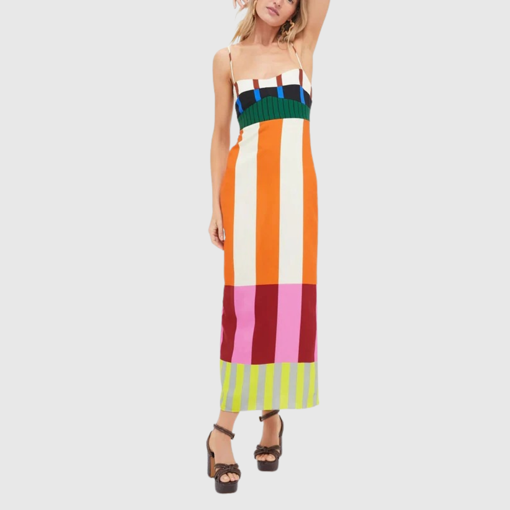 Banded-Stripe Maxi Dress by Eleanor Vale