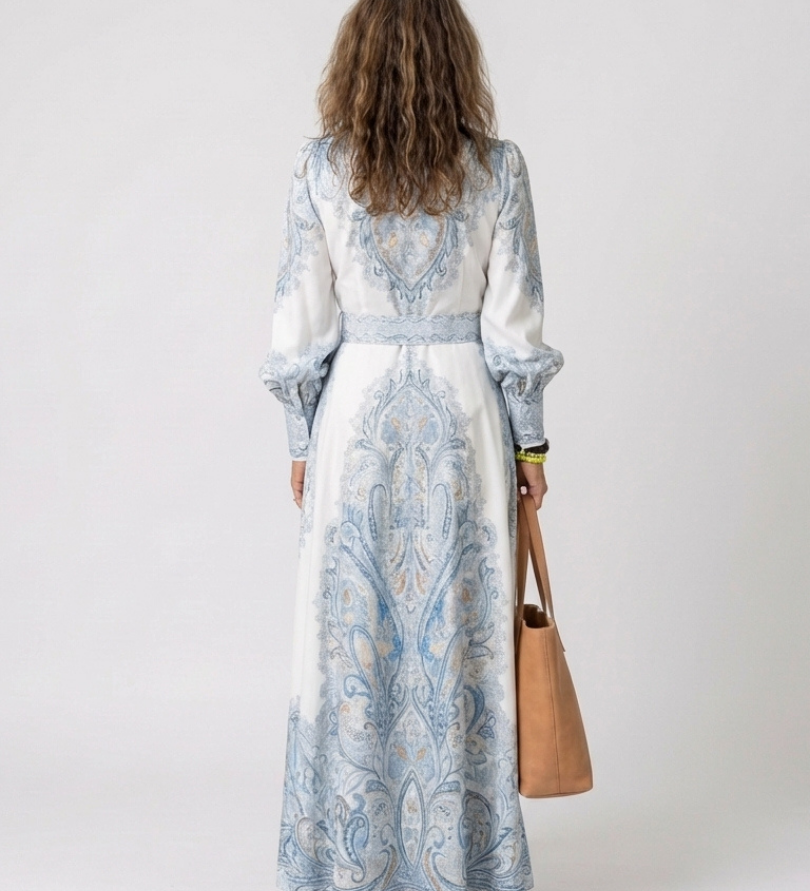 Paisley-Border Maxi Dress by Eleanor Vale